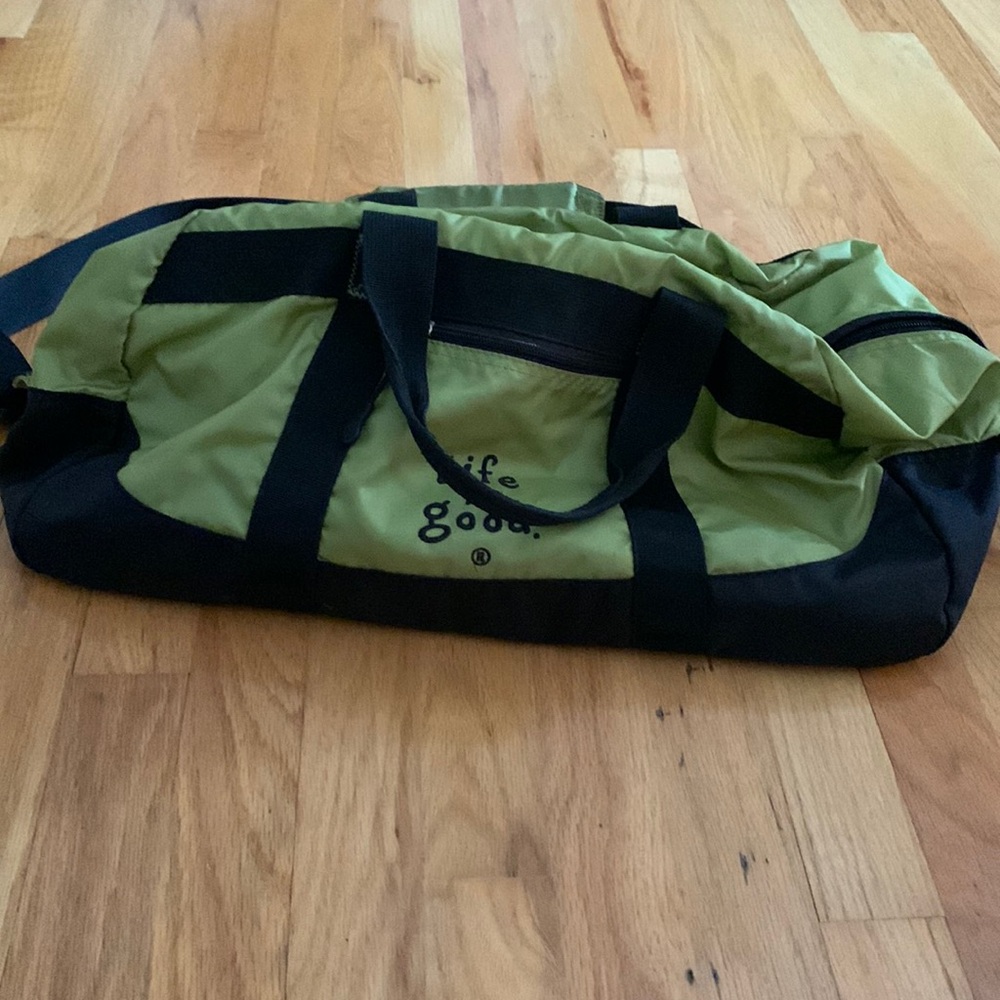 Life is Good green duffle / gym bag